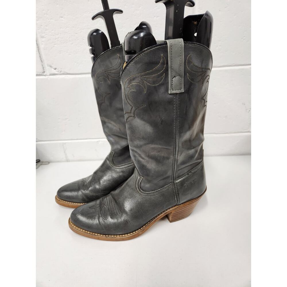 Dingo Acme Men's Leather Gray Western Cowboy Boots, Sz 10D, Stitched/Embroidered